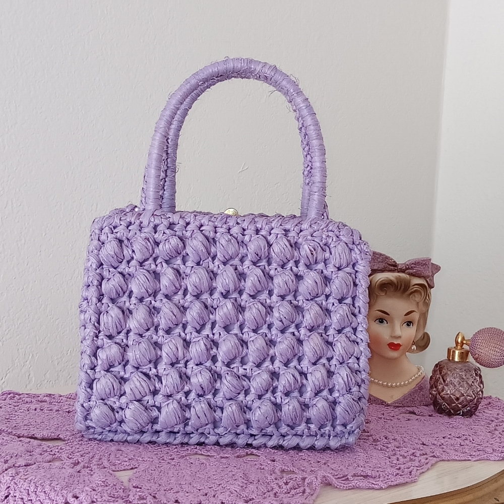 Purple Woven Handbag